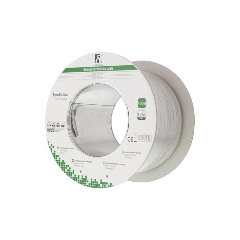 Cavo di installazione Alfaco Cat5e U/UTP 100m su bobina rigido 100% rame LSZH (Eca)