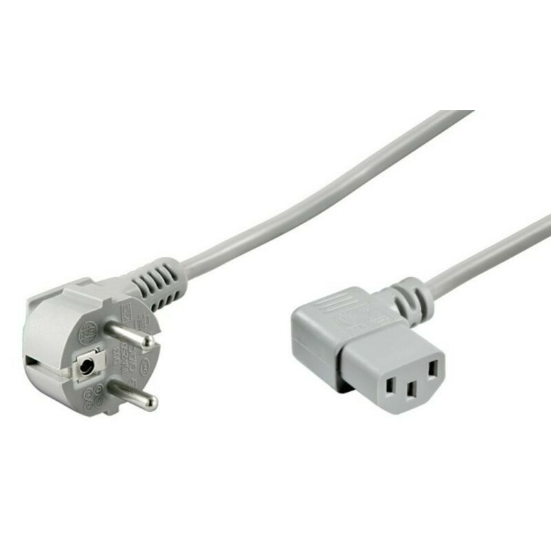 Cavo di alimentazione angolato Schuko-C13, 2 m, grigio