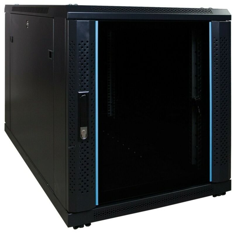Armadio server mini 12U con porta in vetro 600x1000x720mm (LxPxA)