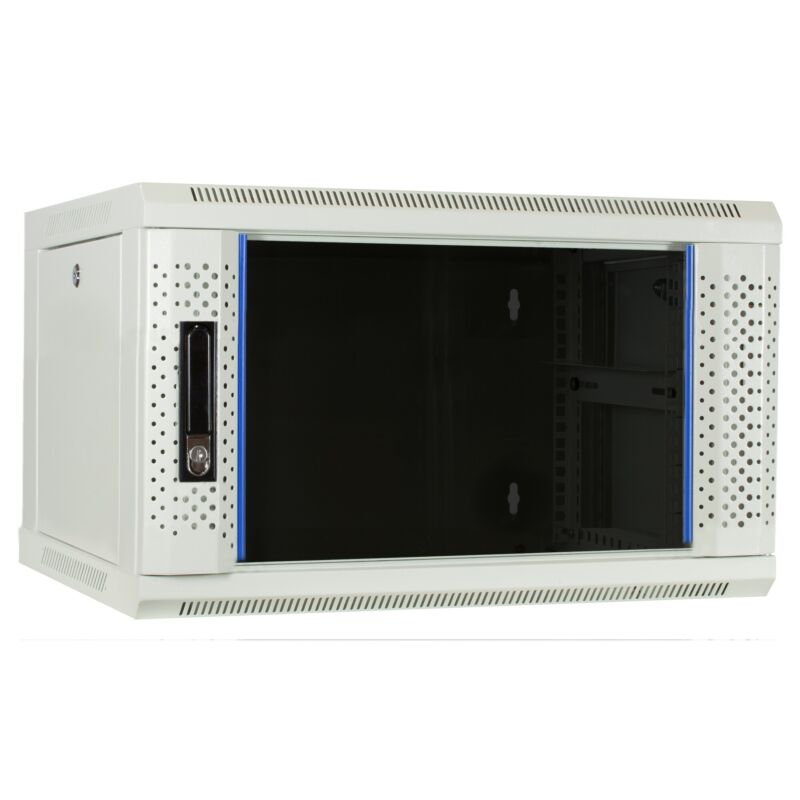Armadio a muro bianco 6U con anta in vetro 600x450x368mm (LxPxA)