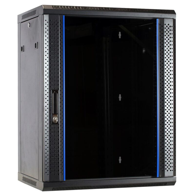 Armadio a muro 15U con anta in vetro 600x450x770mm (LxPxA)
