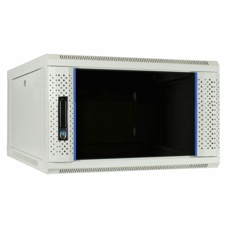 Armadio a muro bianco 6U con anta in vetro 600x600x368 mm (LxPxA)