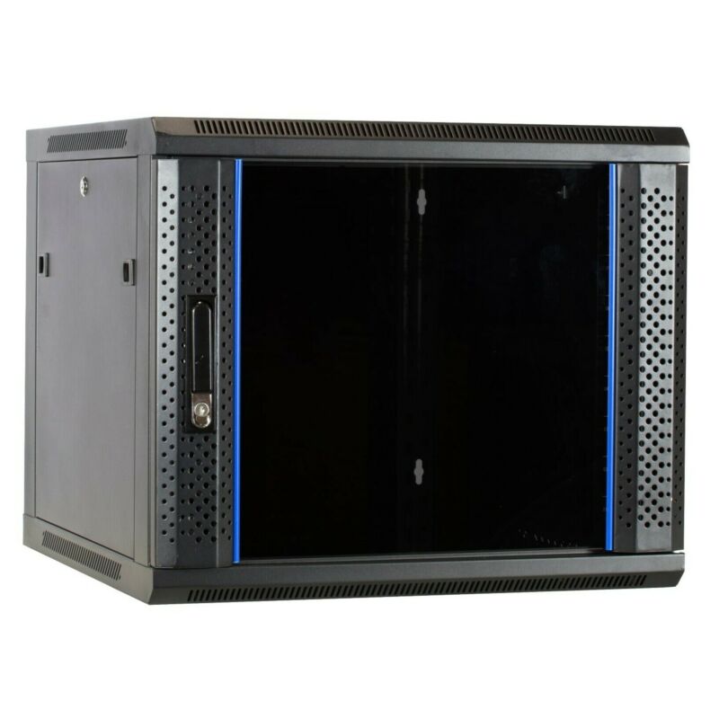 Armadio a muro 9U con anta in vetro 600x600x500mm (LxPxA)