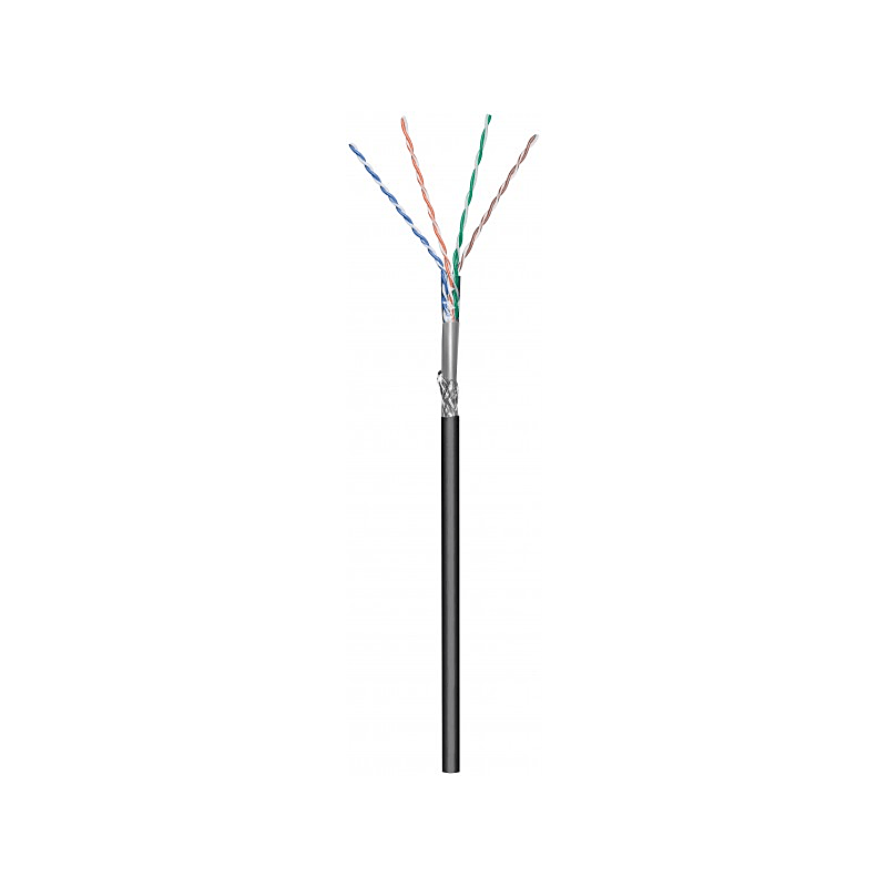 Cavo CAT6 SF/UTP da 50 m per esterni, rigido, nero, su bobina CCA