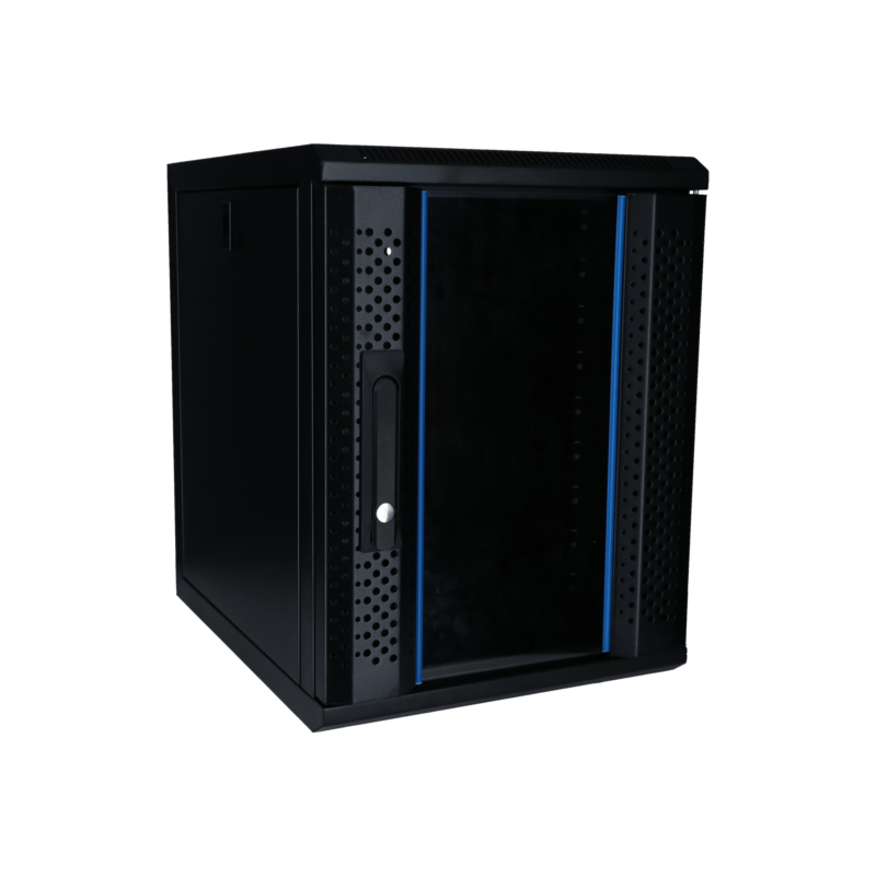 Armadio server 9U da 10 pollici con anta in vetro, dimensioni 370x450x486 mm (LxPxA)