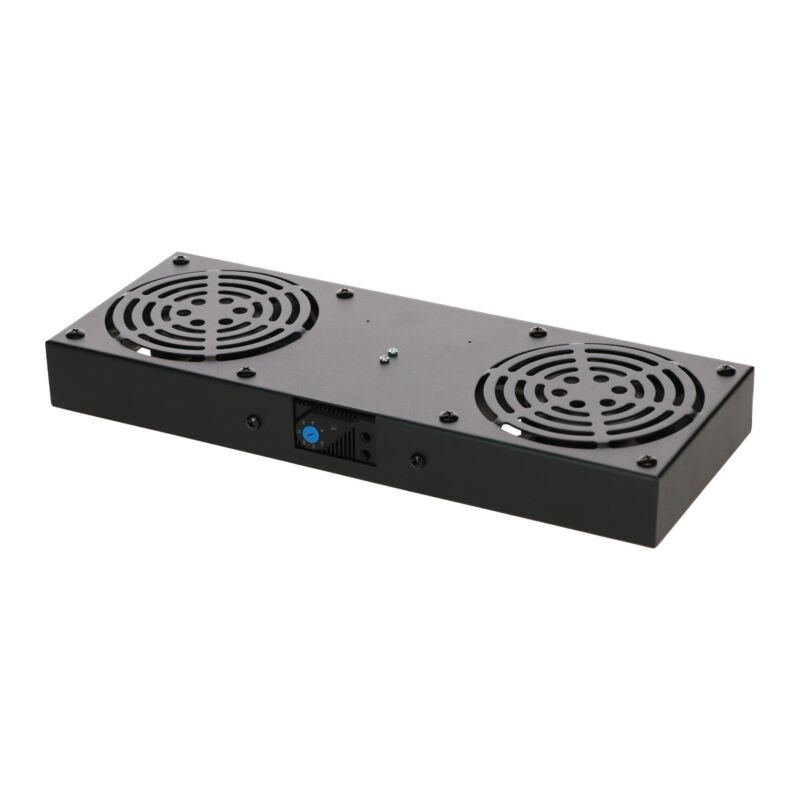 Kit di ventilazione con 2 ventole e termostato, adatto per armadi a muro.