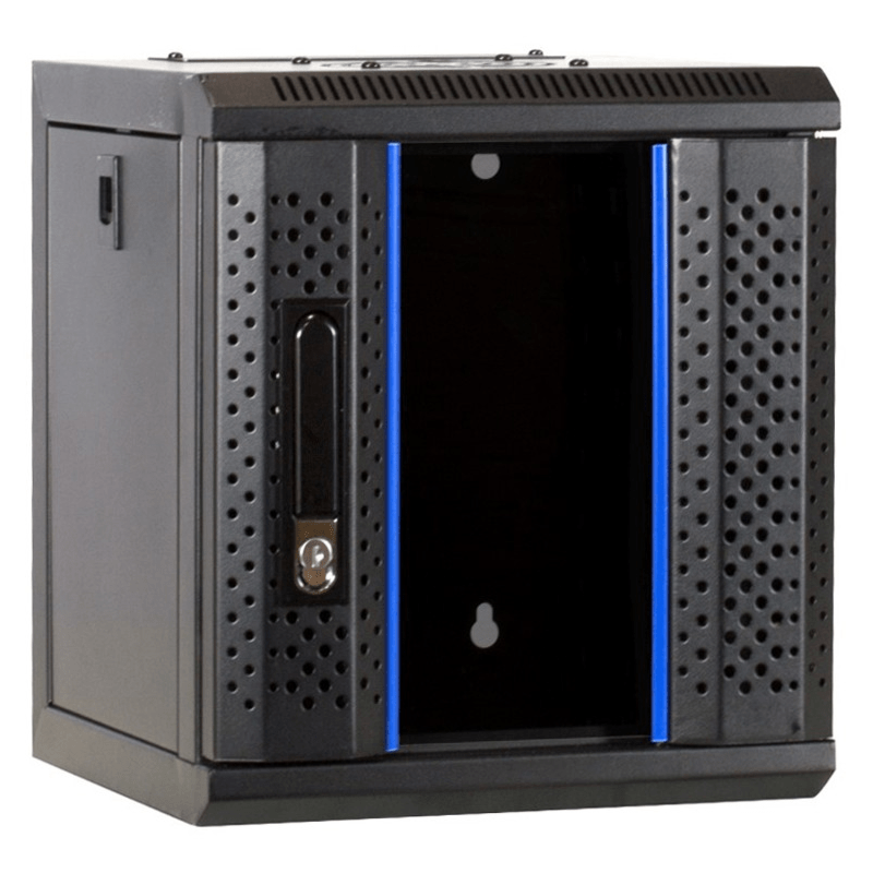 Armadio server 4U da 10 pollici con sportello in vetro, dimensioni 312x310x264 mm (LxPxA).