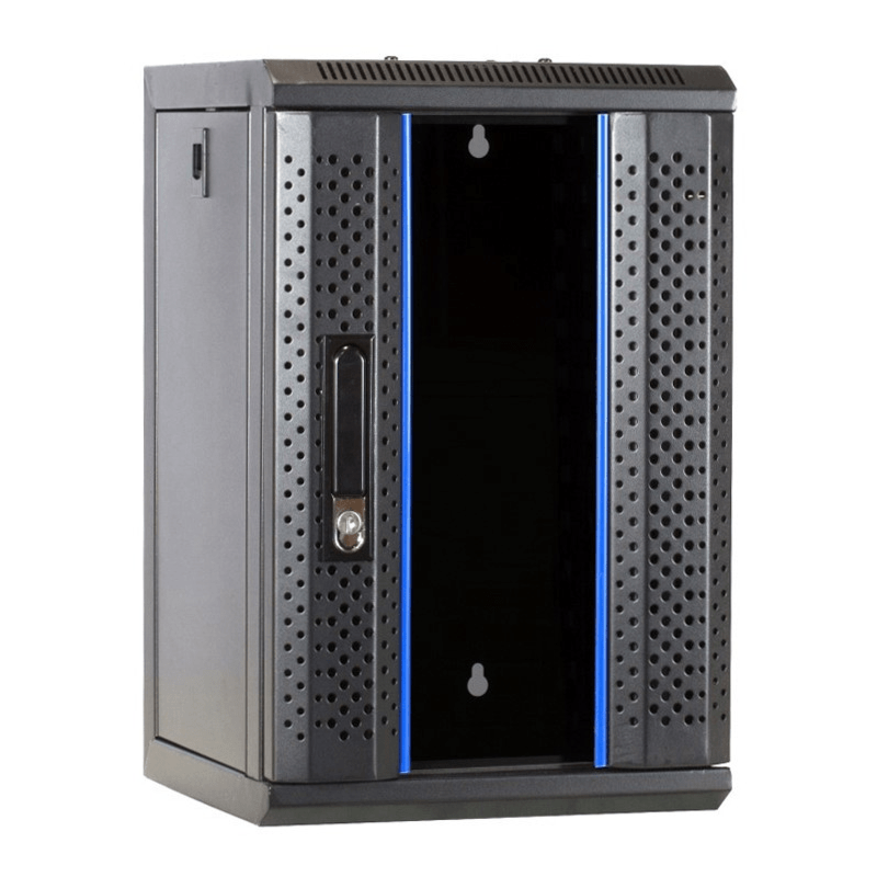 Armadio server 9U da 10 pollici con anta in vetro, dimensioni 312x310x486 mm (LxPxA)