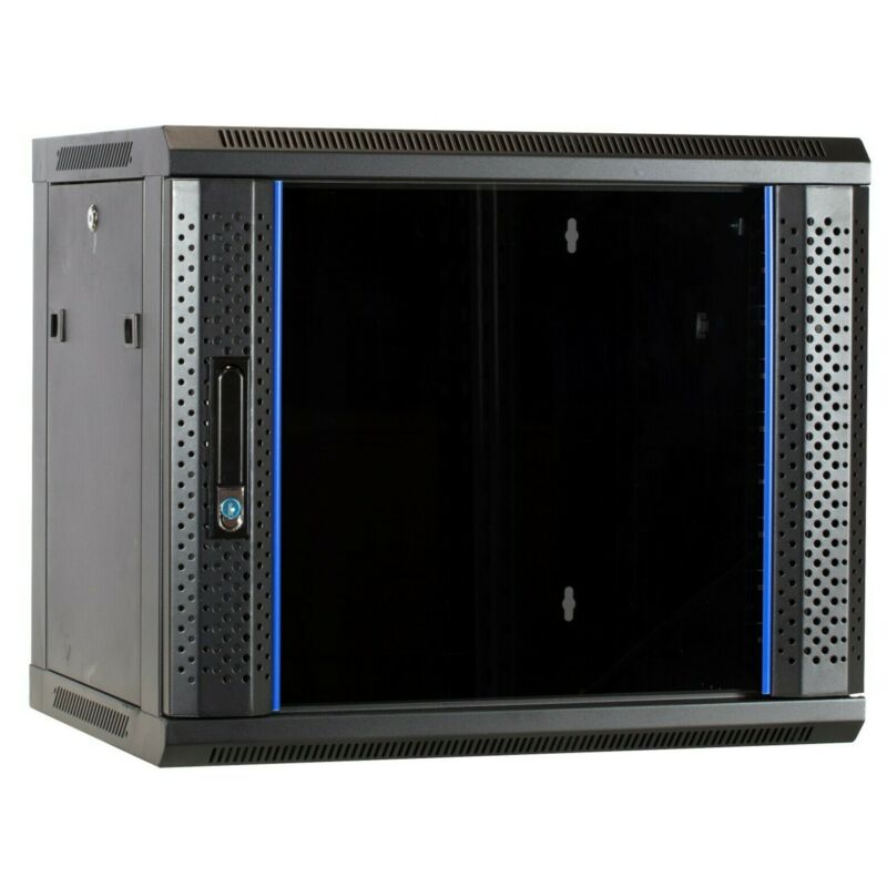 Armadio a muro 9U non assemblato con anta in vetro 600x450x500mm (LxPxA)