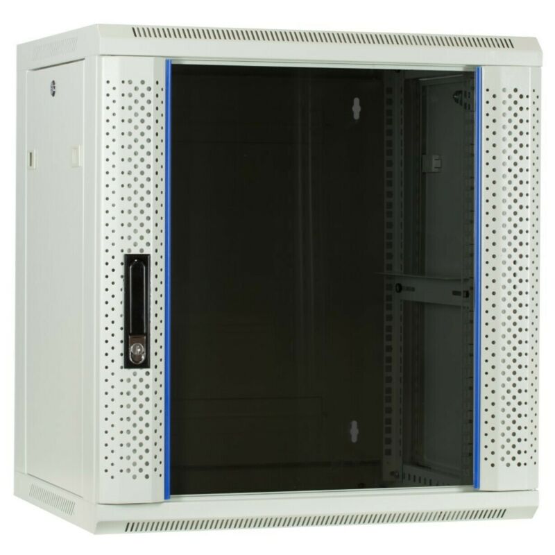 Armadio a muro bianco 12U con anta in vetro 600x450x635 mm (LxPxA)
