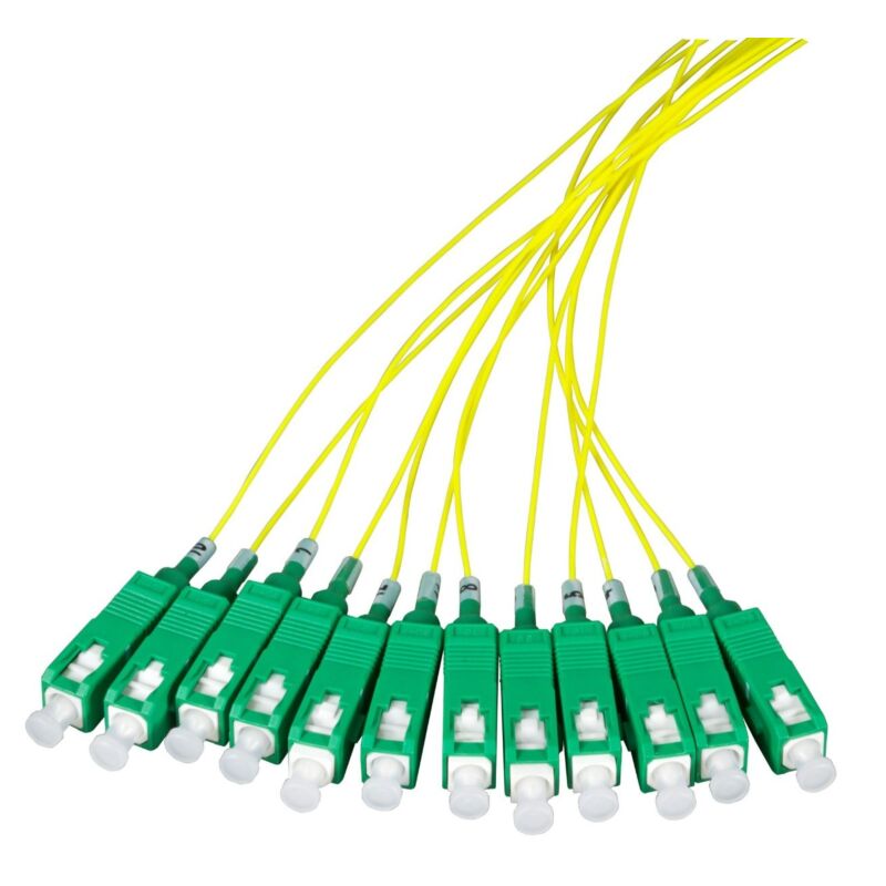 Cavo di collegamento in fibra di vetro OS2 giallo SC/APC - 12 pezzi