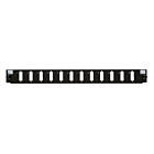 Connettore frontale LC/SC a 12 porte, nero, quad/duplex, adatto per vassoio universale in fibra.