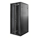 Armadio server 47U con doppie porte anteriori e posteriori perforate, dimensioni 800x1200x2200 mm (LxPxA).