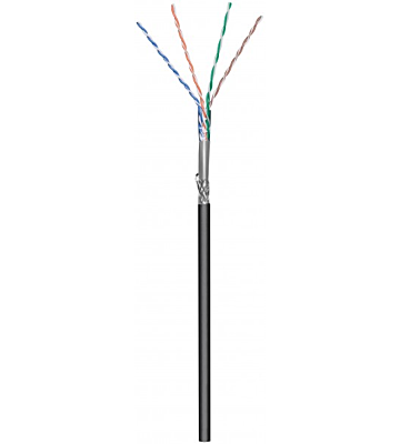 Cavo CAT6 S/FTP da 100 m per esterni, flessibile, nero, su bobina CCA