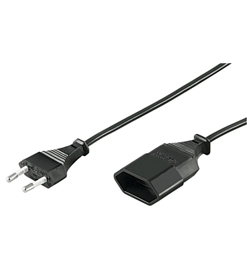 Prolunga elettrica con spina europea, 3 m, nera