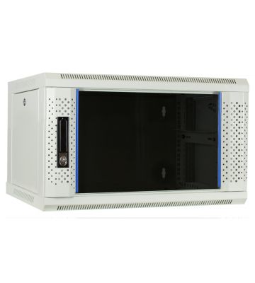 Armadio a muro bianco 6U con anta in vetro 600x450x368mm (LxPxA)