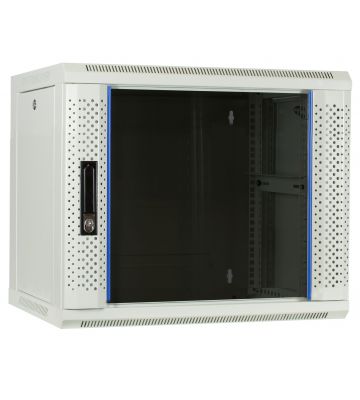 Armadio a muro bianco 9U con anta in vetro 600x450x500mm (LxPxA)