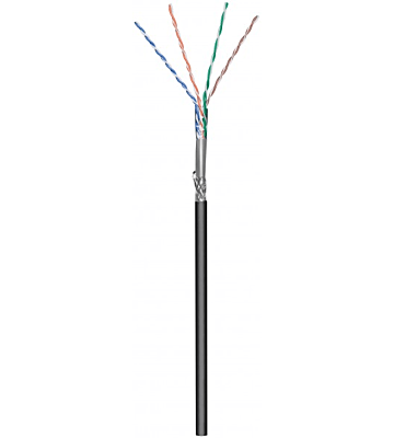 Cavo CAT6 S/FTP da 50 m per esterni, rigido, nero, su bobina CCA