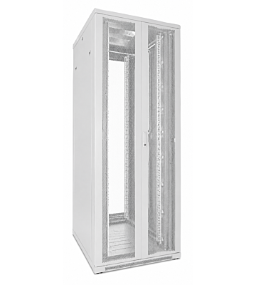 Armadio server bianco 47U con doppie porte anteriori e posteriori perforate 800x800x2200mm (LxPxA)