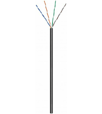 Cavo CAT6 U/UTP per esterni da 305 m su bobina, rigido, nero, con connettore CCA.