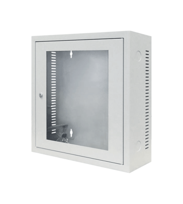 Armadio a muro 3U bianco con anta in vetro, profondità 185 mm
