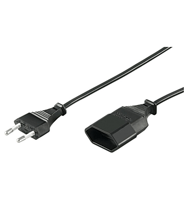 Prolunga elettrica con spina europea, 3 m, nera