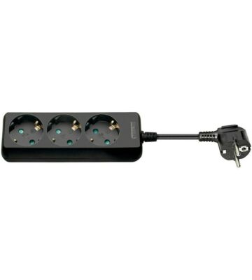 Multipresa a 3 prese da 1,50 m, nera.