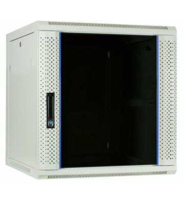 Armadio a muro bianco 12U con anta in vetro 600x600x635 mm (LxPxA)