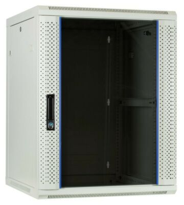 Armadio a muro bianco 15U con anta in vetro 600x600x770mm (LxPxA)
