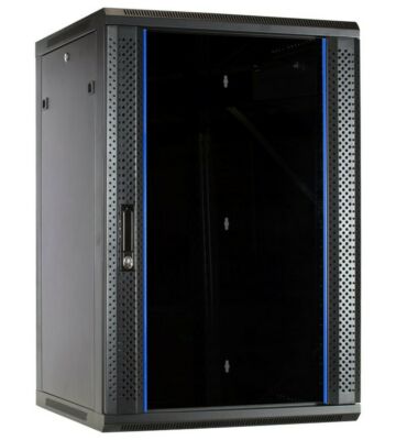 Armadio a muro 18U con anta in vetro 600x600x900mm (LxPxA)