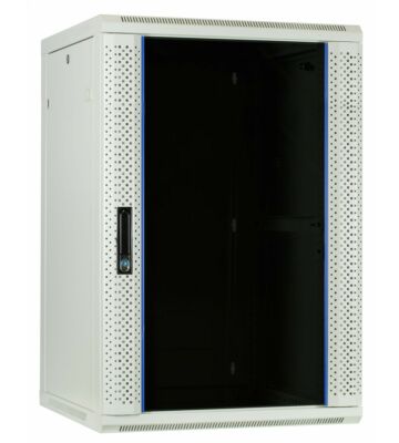 Armadio a muro bianco da 18U con anta in vetro, dimensioni 600x600x900 mm (LxPxA).