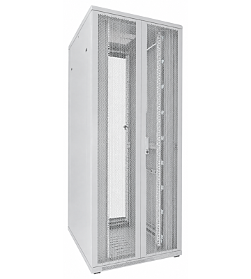 Armadio server bianco 42U con doppie porte anteriori e posteriori perforate 800x1000x2000mm (LxPxA)