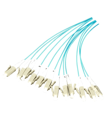 Cavo di collegamento in fibra di vetro OM3 turchese LC - 12 pezzi