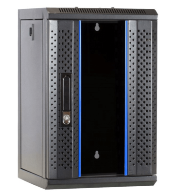 Armadio server 9U da 10 pollici con anta in vetro, dimensioni 312x310x486 mm (LxPxA)