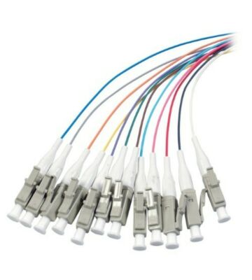 Set di 12 pezzi di cavi di collegamento colorati in fibra di vetro OM3 LC.