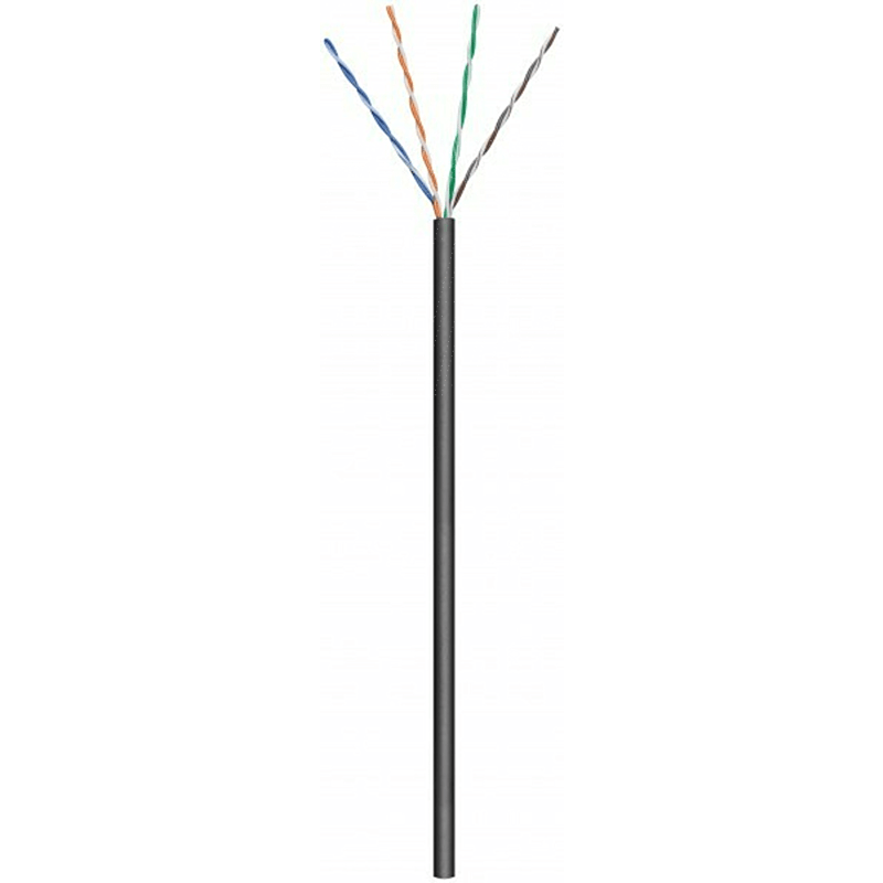 Cavo CAT6 U/UTP per esterni da 305 m su bobina, rigido, nero, con connettore CCA.
