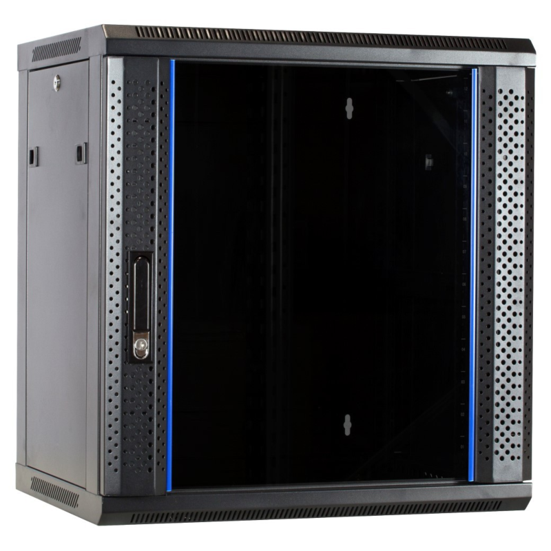 Armadio a muro 12U non assemblato con anta in vetro 600x450x635 mm (LxPxA)