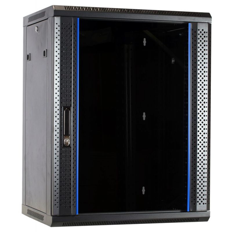 Armadio a muro 15U non assemblato con anta in vetro 600x450x770mm (LxPxA)