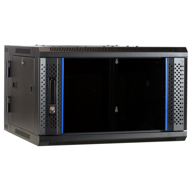 Armadio a muro 6U (ribaltabile) con anta in vetro 600x600x368 mm (LxPxA)