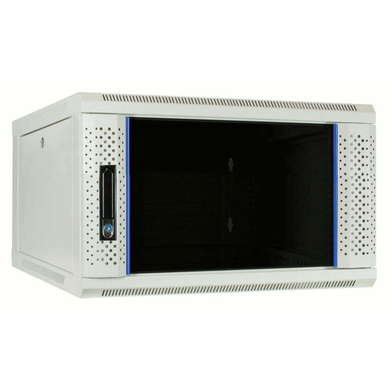 Armadio a muro bianco 6U con anta in vetro 600x600x368 mm (LxPxA)