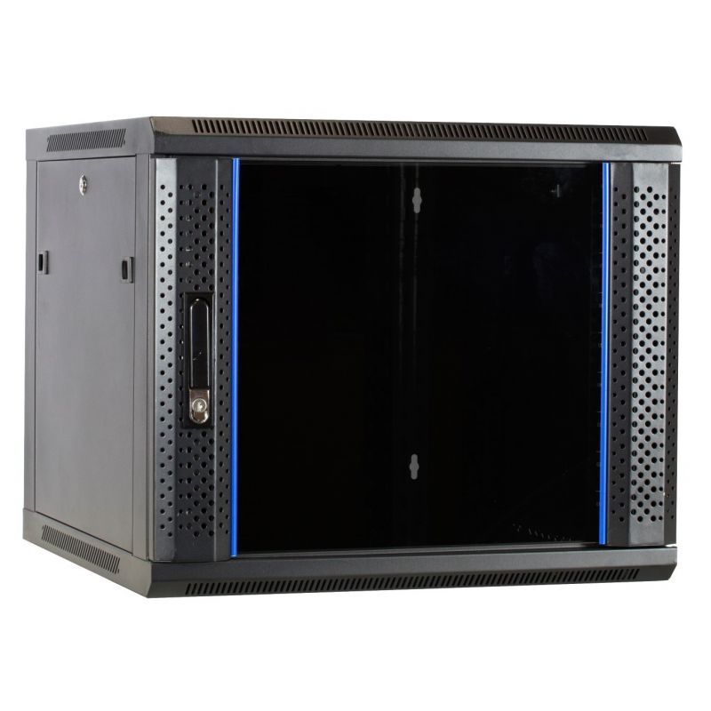 Armadio a muro 9U con anta in vetro 600x600x500mm (LxPxA)