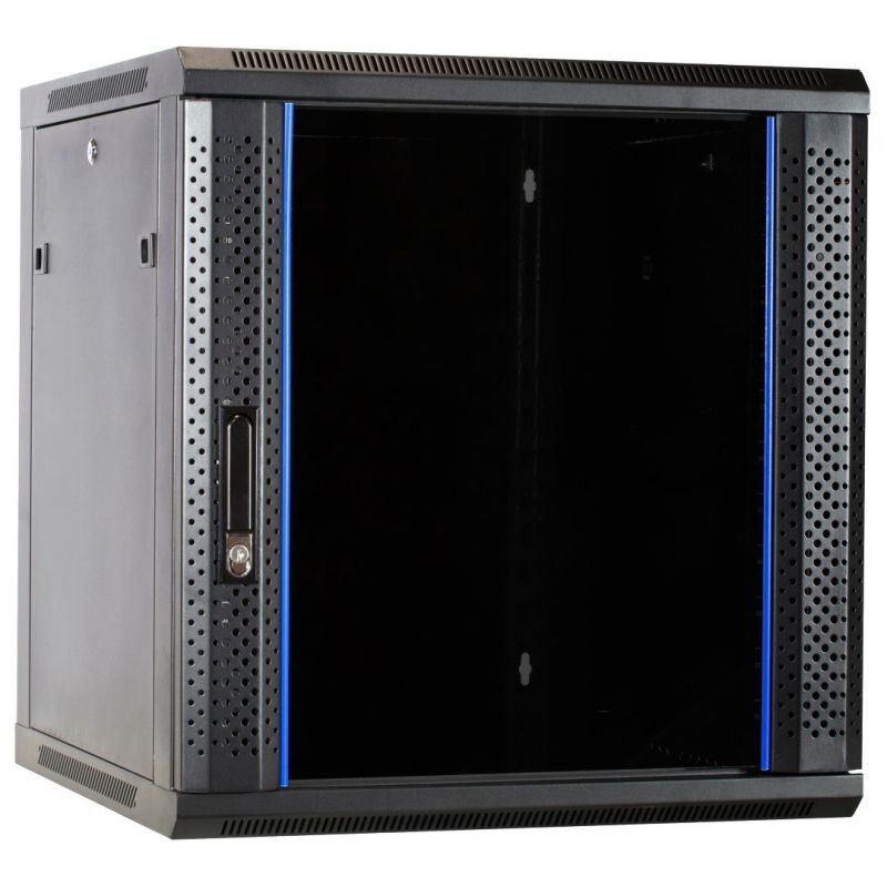 Armadio a muro 12U non assemblato con anta in vetro 600x600x635 mm (LxPxA)