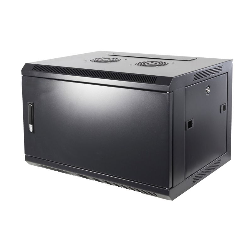 Armadio a muro 6U con anta in metallo, dimensioni 600x450x368 mm (LxPxA).