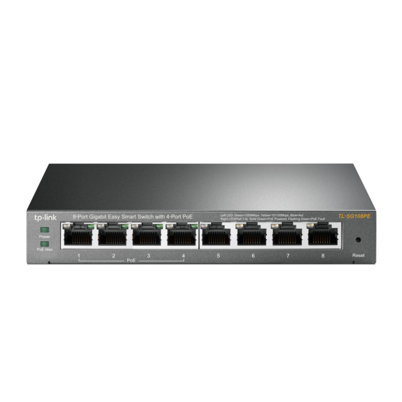 Switch smart PoE non gestito a 8 porte SG108PE di TP-Link.