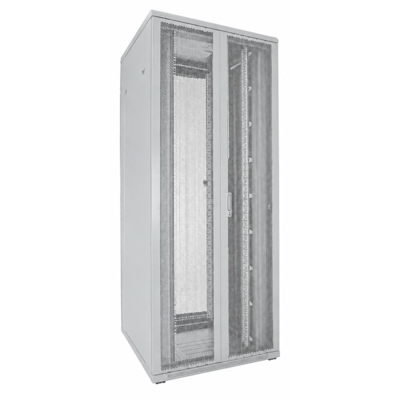 Armadio server bianco 42U con doppie porte anteriori e posteriori perforate 800x800x2000mm (LxPxA)