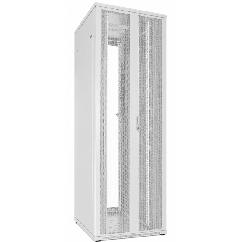 Armadio server bianco 47U con doppie porte anteriori e posteriori perforate 800x1000x2200mm (LxPxA)