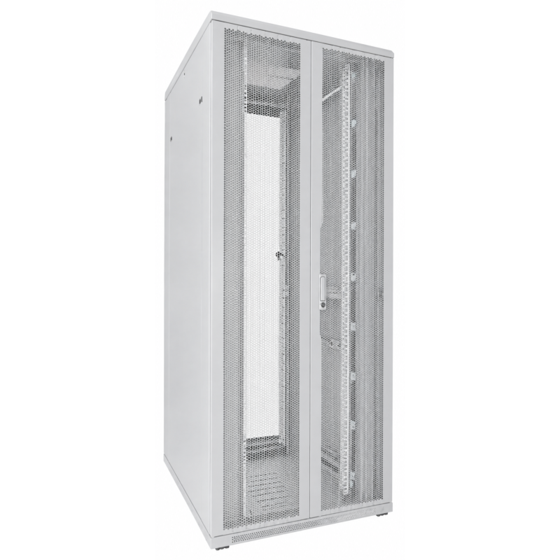 Armadio server bianco 42U con doppie porte anteriori e posteriori perforate 800x1000x2000mm (LxPxA)