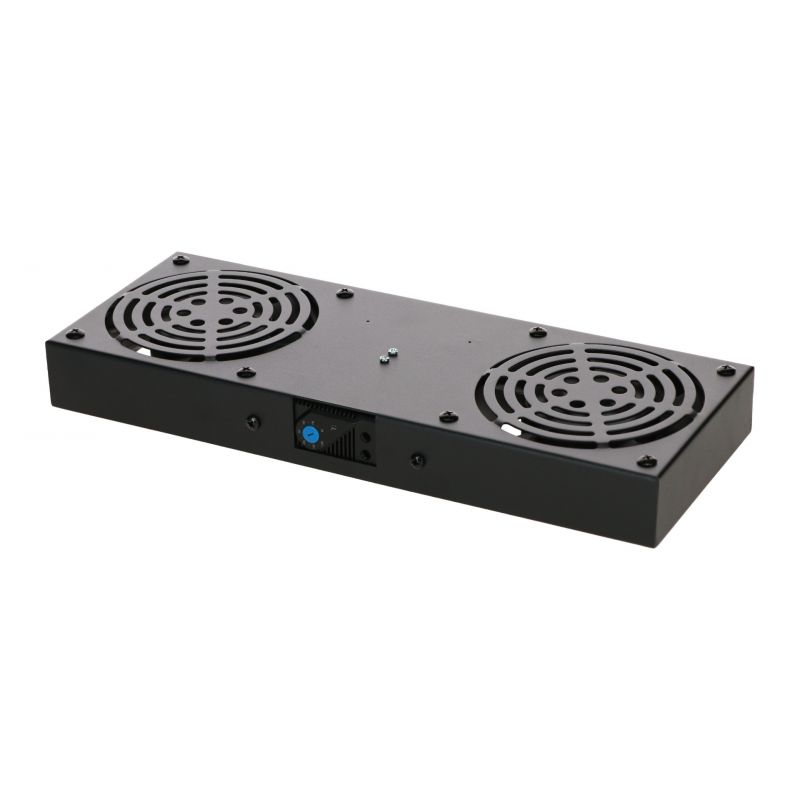 Kit di ventilazione con 2 ventole e termostato, adatto per armadi a muro.